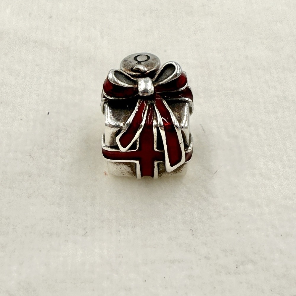 Pandora Red Gift Present Bead Charm in Sterling Silver .925 Christmas Holiday - Picture 3 of 7